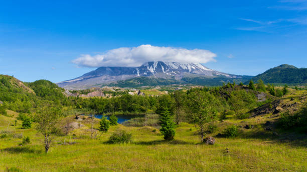istock Mount Saint Helens With Clouds Covering Mountain Crater 1264133136