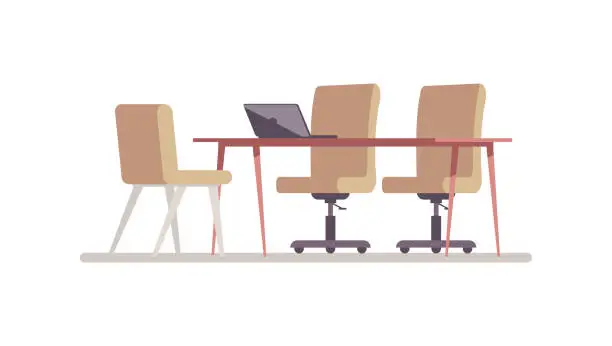 Vector illustration of Conference room semi flat RGB color vector illustration