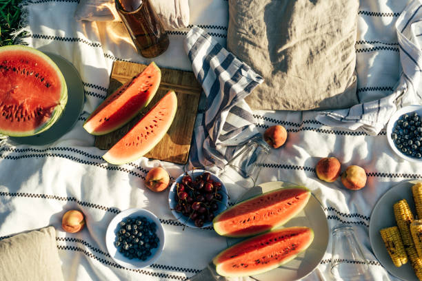 istock Summer harvest on a picnic blanket. 1264134906