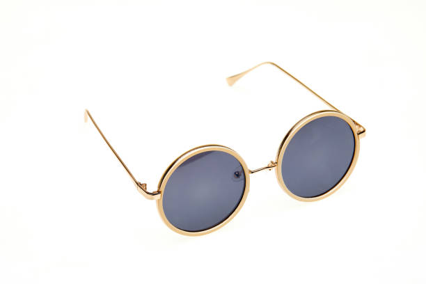 istock Golden hippie sunglasses isolated on white background 1264135894