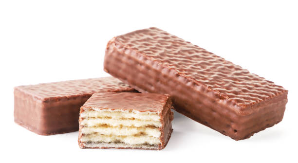 istock Waffle in chocolate and half on a white background. Isolated 1264136000