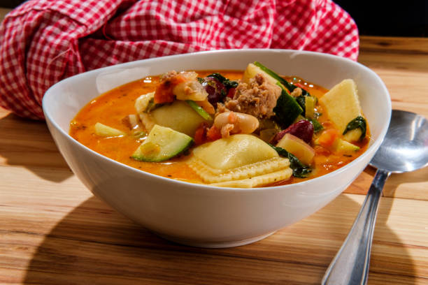 istock Ravioli Sausage Minestrone Soup 1264138217