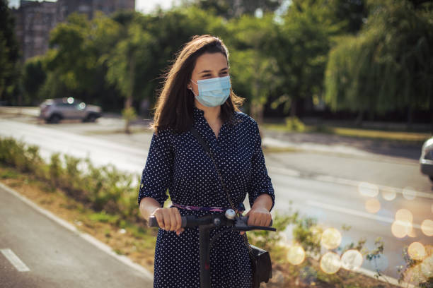 istock Keeping safe from traffic (jams) and Corona virus 1264140619