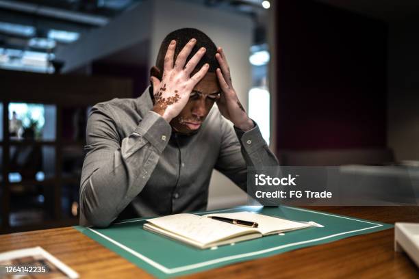 Worried And Stressed Student While Studying Or Working Stock Photo - Download Image Now