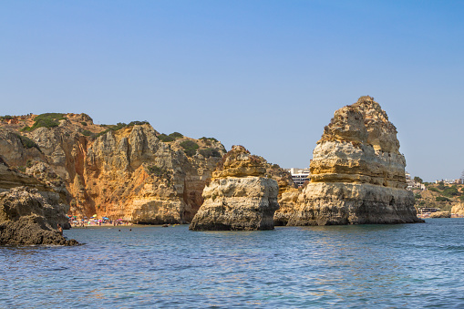 Beautiful view of cliffs of the Ponta da Piedade on Algavre coast, Portugal