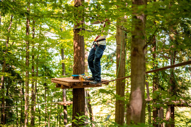 istock Rope walking at adventure park 1264147396