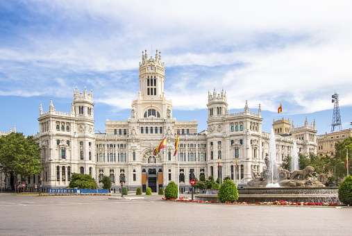 Spain Travel Concepts. Famous Cibeles Fountain in Madrid in Spain.Horizontal image