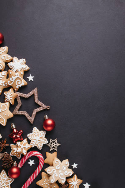 istock Christmas composition of sweets and decorations 1264151183