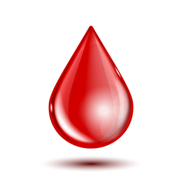 istock Red shiny drop of blood isolated on white background. 1264151222