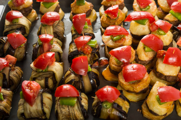 traditional turkish dish with meatballs and eggplant on a platter