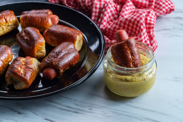 istock Mini Pretzel Dogs Mustard 1264151387