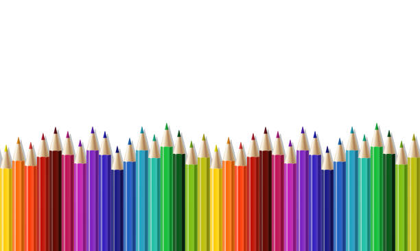 istock Crayons - seamless row of colored pencil. Vector illustration isolated on white 1264151456
