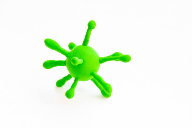 Model of a pathogenic infectious virus pathogen of various diseases in humans, animals and plants, such as influenza, SARS, coronavirus, smallpox on a white background close-up