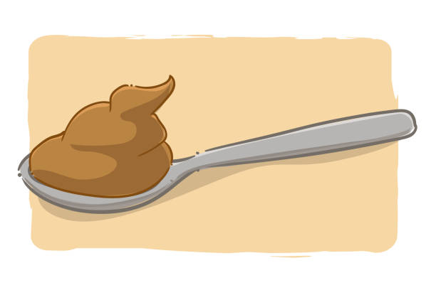 Spoon of dulce de leche Cartoon style illustration of a spoonful of dulce de leche with the text "dulce de leche". doce stock illustrations