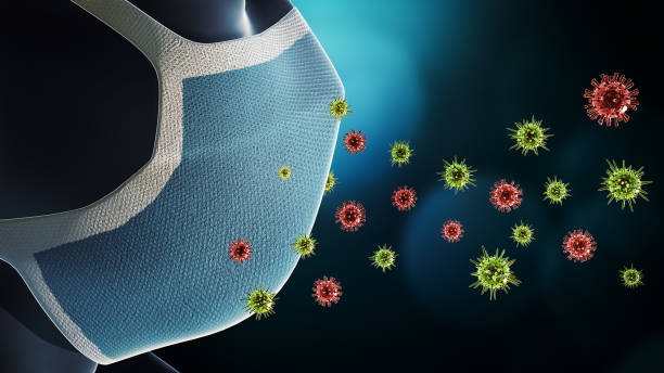 istock Face mask to protect against virus or covid-19 contamination or transmission 3D rendering illustration. Pandemic, viral infection, epidemic, coronavirus disease concepts. . 1264160325