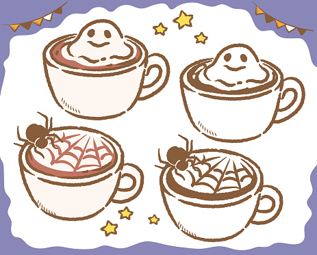 Cute Halloween coffee. Vector illustration.