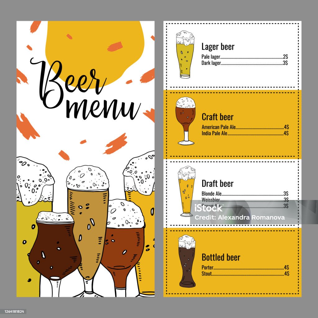 Beer List Layout Beer Menu Design Template With List Of Different Style Drinks Two Pages ...