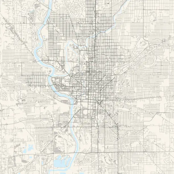 Vector illustration of Indianapolis, Indiana Vector Map