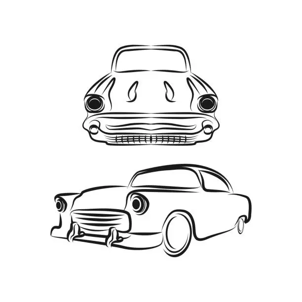 Vector illustration of Retro car outline vintage collection, classic garage sign, vector illustration background, can be used for design t-shirt.