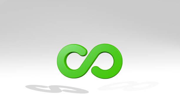 istock button loop from a perspective with the shadow. A thick sculpture made of metallic materials of 3D rendering. illustration and icon 1264192319