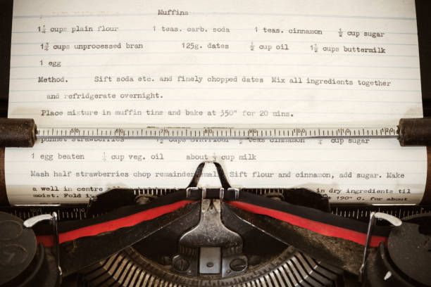 istock Vintage typewriter with muffin recipe typed on card. 1264194159