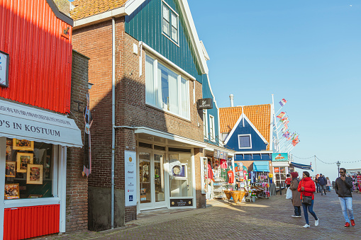 Amsterdam netherlands crowd people tourist travel at the Fishing Village of Volendam