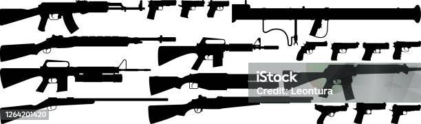 Guns Stock Illustration - Download Image Now - Gun, In Silhouette, Rifle