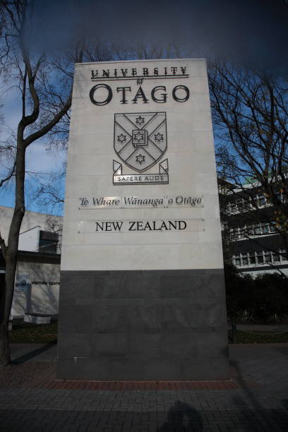 Winter view of The University of Otago in Dunedin New Zealand. stock photo