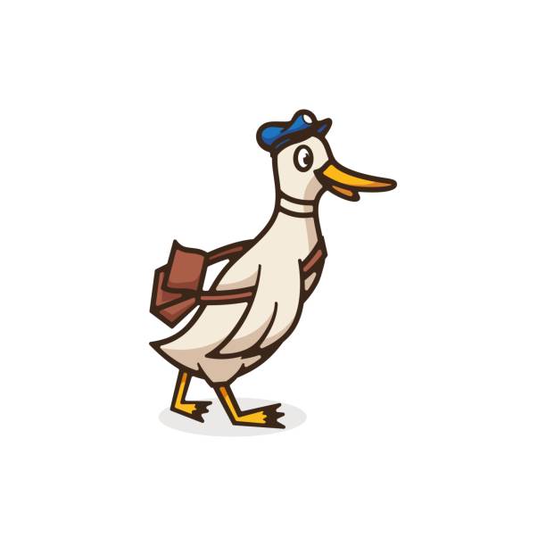 Vector Illustration Post Man Simple Mascot Style. Vector Illustration Post Man Simple Mascot Style. duck bird illustrations stock illustrations