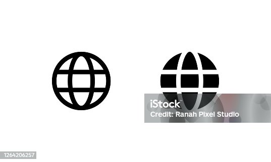 istock Wire frame globe icon that represents the network, website and internet 1264206257