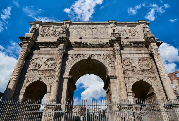 istock Arch of Constantine in Rome on a cloudy day 1264210329