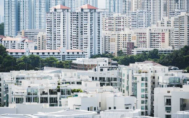 Elevated rooftop photo looking at central Singapore during the day