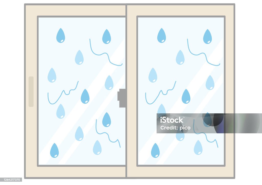 Multiple Window Raining Toon Windows That Are Wet From Condensation Or Rain Stock Illustration ...