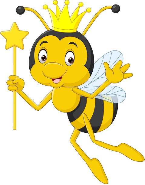 cartoon queen bee izolowane na białym tle - queen bee stock illustrations