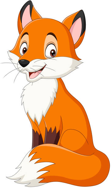 Cartoon happy fox isolated on white background Vector illustration Cartoon happy fox isolated on white background fox stock illustrations
