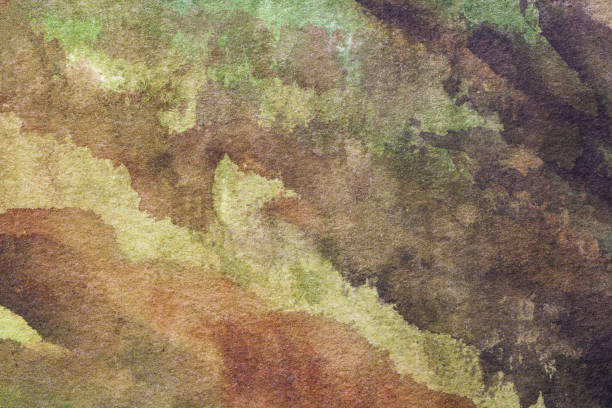 抽象的な芸術の背景は、明るい緑と茶色の色。柔らかいオリーブのグラデーションでキャンバス上の水彩画。 - acrylic painting art painted image art and craft ストックフォトと画像