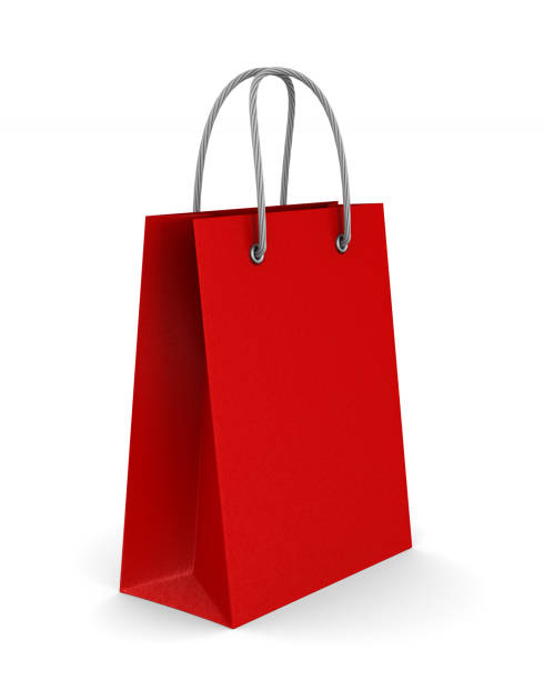 istock red paper gift bag on white background. Isolated 3D illustration 1264221889