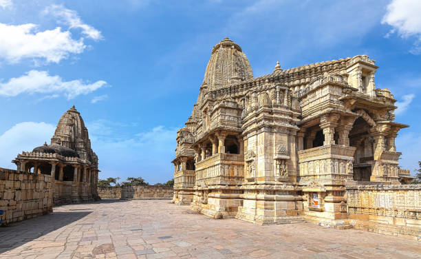 istock Hindu temple with ancient artwork at Chittorgarh Fort Rajasthan India 1264221999