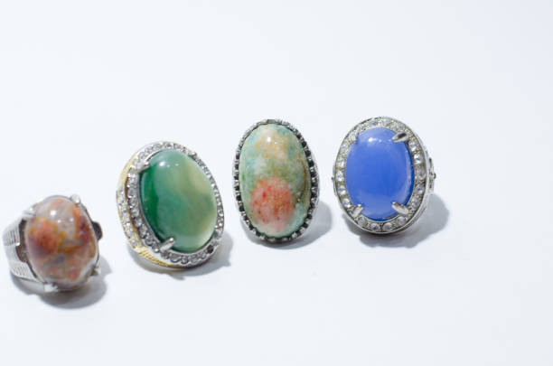istock Various Kind of jewel rings on isolated white background 1264223324