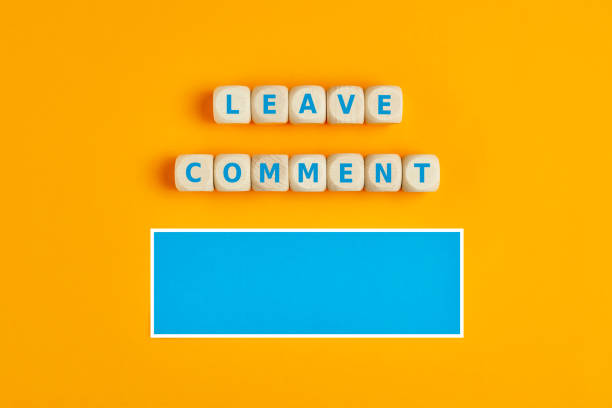 Concept of to leave a comment or to give feedback. The word leave comment on wooden cubes with a blank text box Concept of to leave a comment or to give feedback. The word leave comment on wooden cubes with a blank text box on yellow background. suggestion box stock pictures, royalty-free photos & images