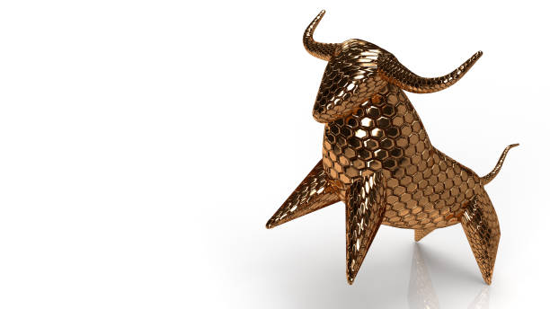 istock gold bull on white background for business content 3d rendering. 1264235351