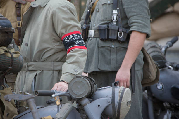 Belarus, Gomel. May 9, 2018. Victory Day. Historical reconstruction in 1945, capture of the Reichstag.People in German uniform of the Second World War