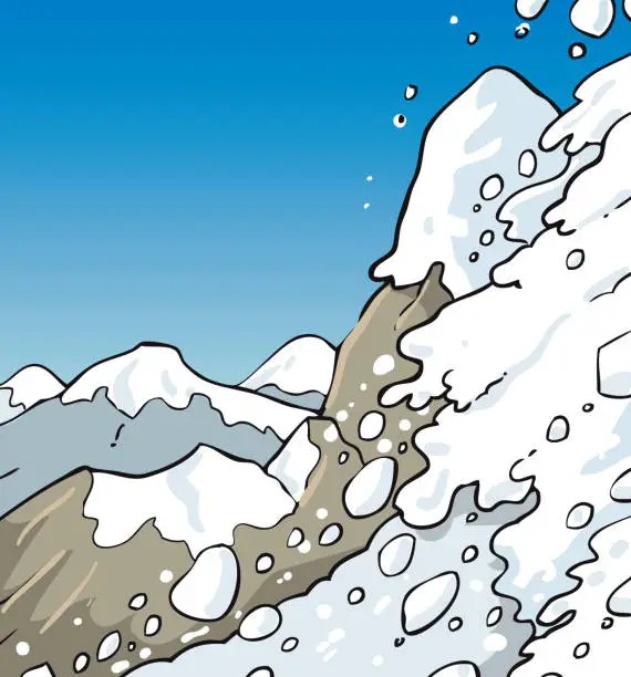Vector illustration of Snow avalanche