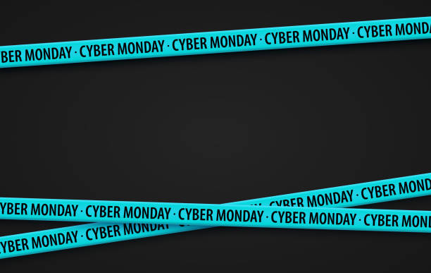 istock Cyber monday sale tapes. Blue ribbons for sale cyber monday. Graphic elements. Vector illustration 1264242609