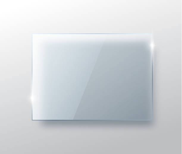 istock Glass plate on transparent background. Realistic transparent glass window. Glass banner 1264242627