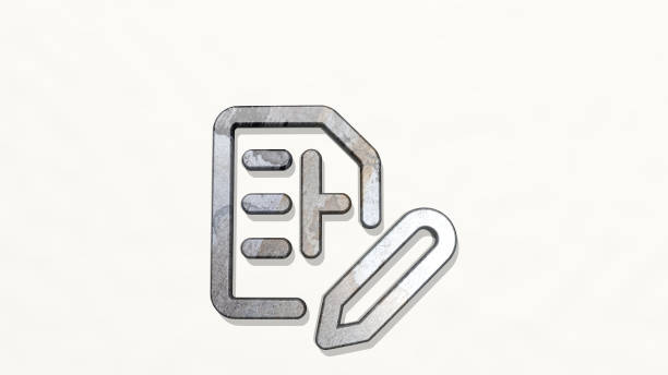 istock code write on the wall. 3D illustration of metallic sculpture over a white background with mild texture. concept and computer 1264250684