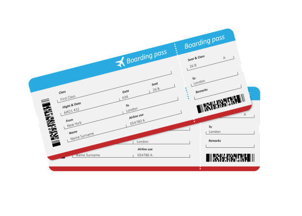 Boarding passes Flight tickets isolated on white airplane ticket stock pictures, royalty-free photos & images