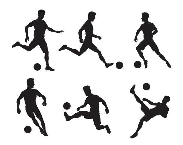 fußballer silhouette - soccer vector silhouette professional sport stock-grafiken, -clipart, -cartoons und -symbole