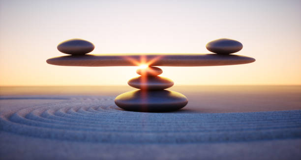 seesaw stack of stones - circle of stones imagens e fotografias de stock