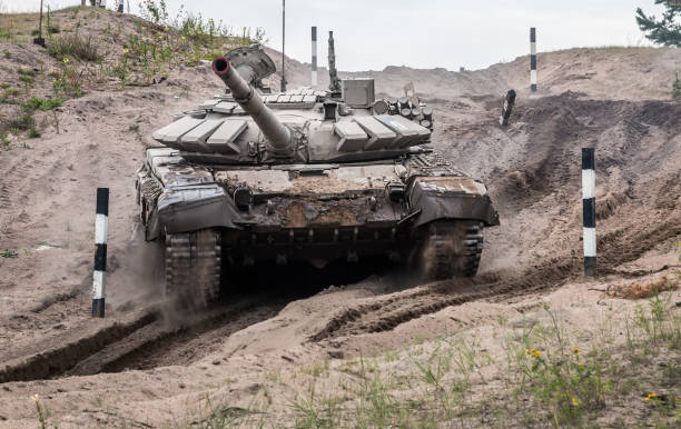 istock battle tank performs driving exercises for military equipment 1264260003